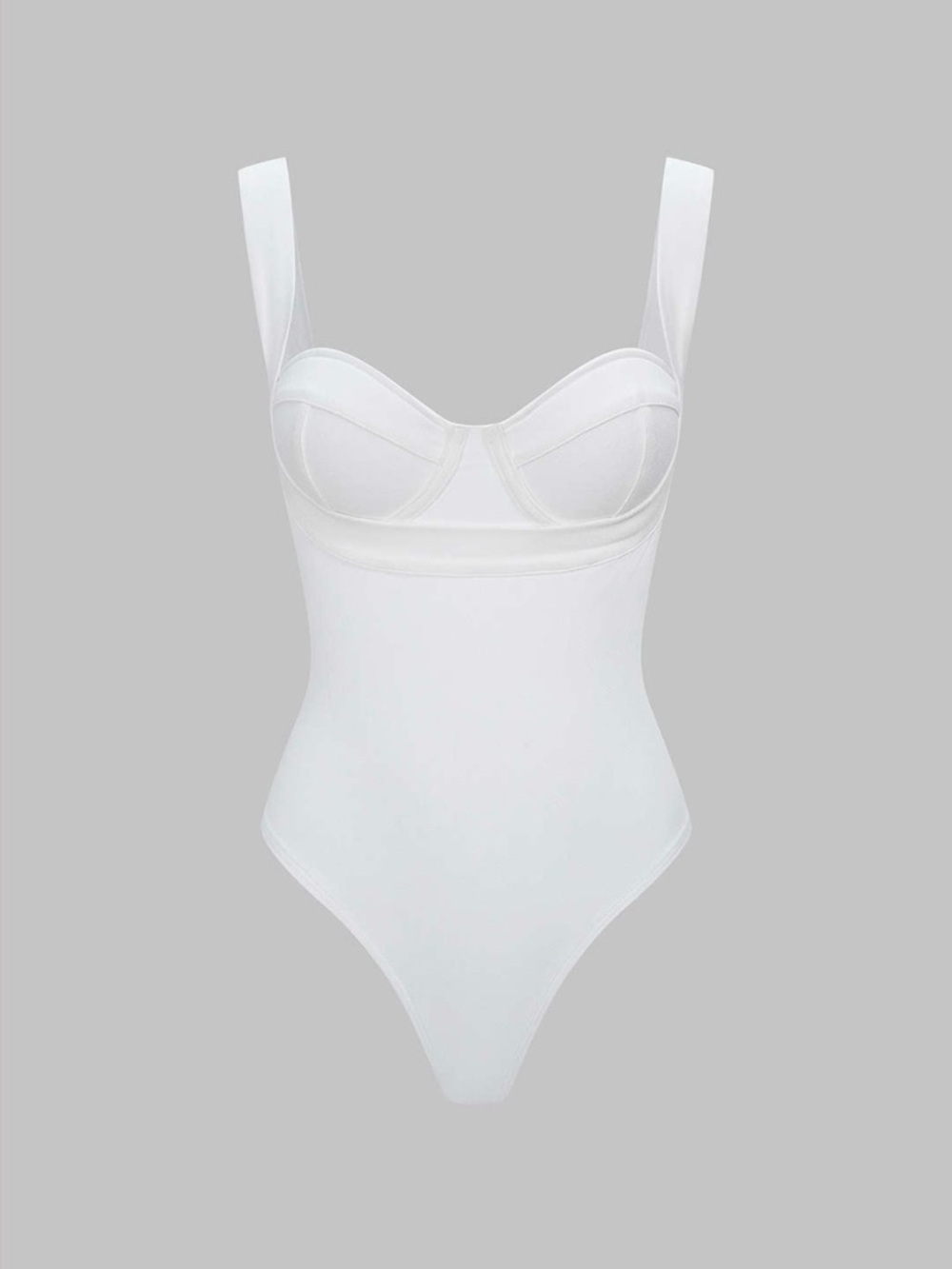 Sculpting White Solid Bodysuit